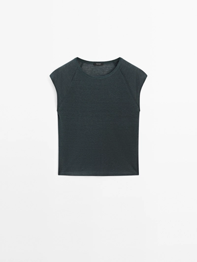 Massimo Dutti Футболка из легкого льняного ребра 100%