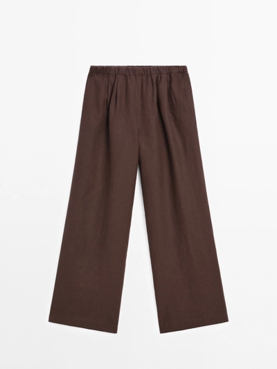 Massimo Dutti Брюки из 100% льна с эластичным поясом