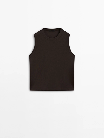 Massimo Dutti Майка без рукавов из 100% хлопка