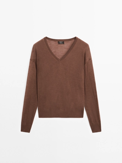 Massimo Dutti Джемпер из мелкого трикотажа 100% кашемира