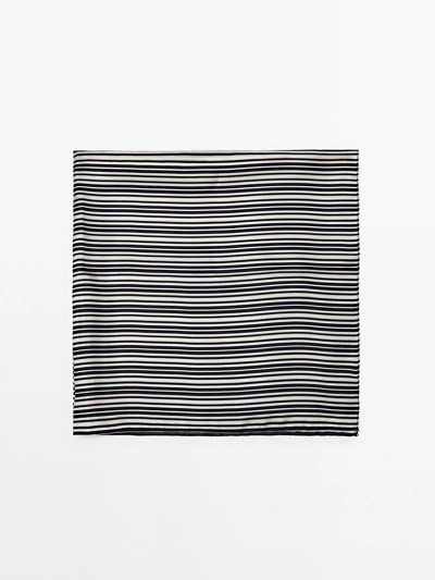 Massimo Dutti Шелковый шарф в полоску 100% купить с доставкой.