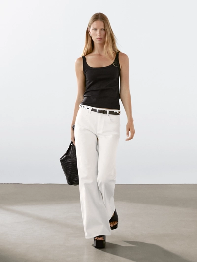 Massimo Dutti Хлопковый топ из смеси тканей