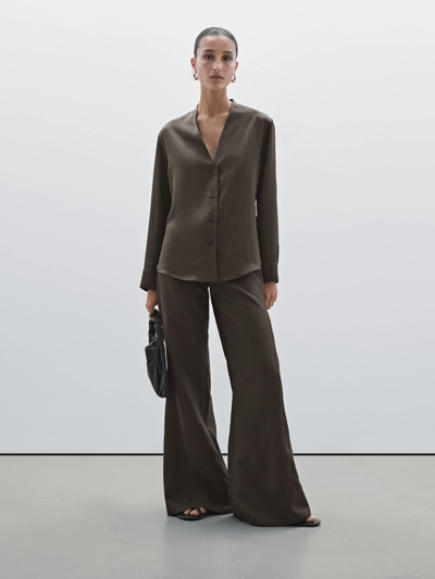 Massimo Dutti Рубашка с длинным рукавом из плотной ткани купить с доставкой.