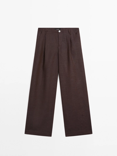 Massimo Dutti Брюки из 100% льна в свободном крое