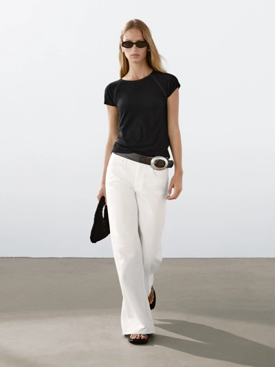 Massimo Dutti Футболка с короткими рукавами и контрастными швами