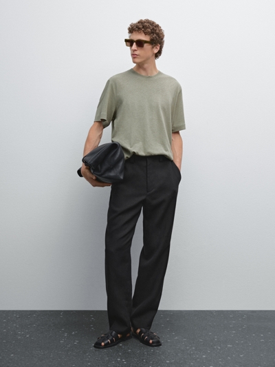 Massimo Dutti Футболка с короткими рукавами из льна