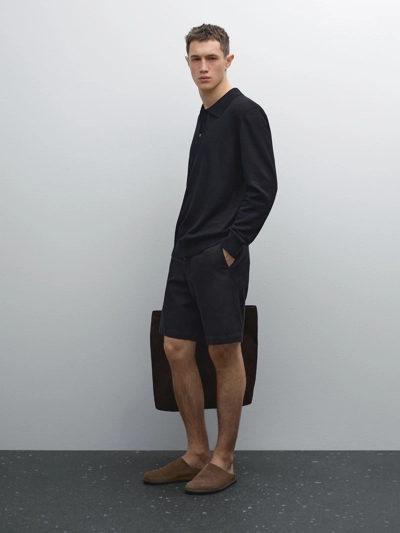 Massimo Dutti Бермуды полуклассического кроя из хлопково-шерстяной смеси