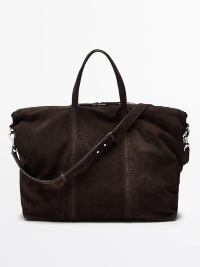 Massimo Dutti Кожаная сумка для путешествий из замши купить с доставкой.