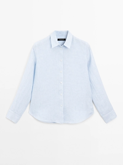 Massimo Dutti Рубашка из льна с полосками купить с доставкой.