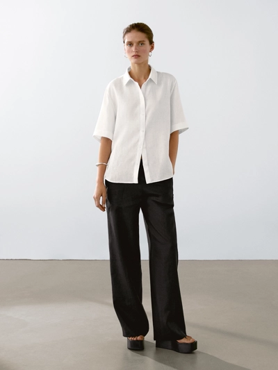 Massimo Dutti Рубашка с короткими рукавами из 100% льна