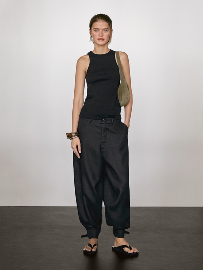 Massimo Dutti Топ с завязками на шее из хлопкового микса