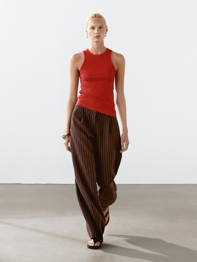 Massimo Dutti Топ на шее из хлопково-смесовой ткани