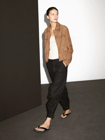 Massimo Dutti Кожаная куртка из замши с подкладкой на пуговицах