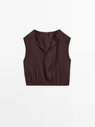 Massimo Dutti Блузка из льна с эластичным низом