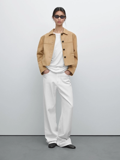 Massimo Dutti Короткая замшевая кожаная куртка с отстрочкой купить с доставкой.
