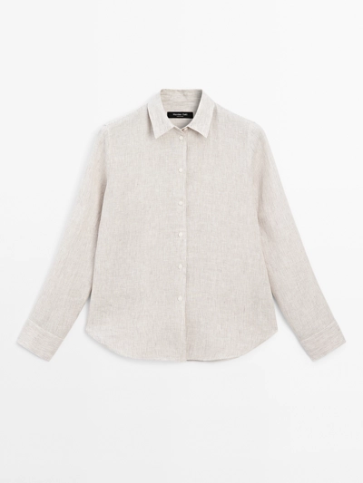 Massimo Dutti Рубашка с полосками из льна