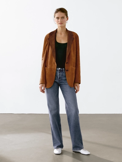 Massimo Dutti Замшевый блейзер FLUID купить с доставкой.