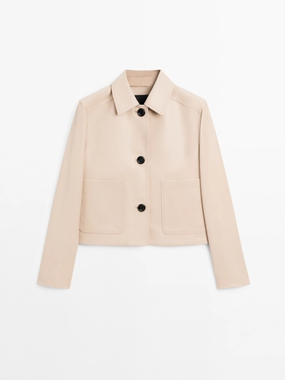 Massimo Dutti Короткий жакет из натуральной кожи NAPPA купить с доставкой.