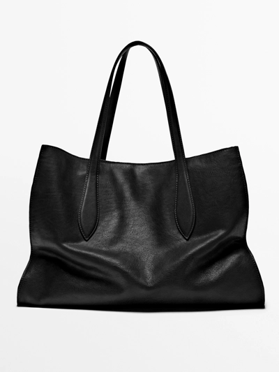 Massimo Dutti Сумка макси из натуральной кожи неппа купить с доставкой.