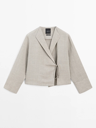 Massimo Dutti Халат из смесового льна в клетку купить с доставкой.