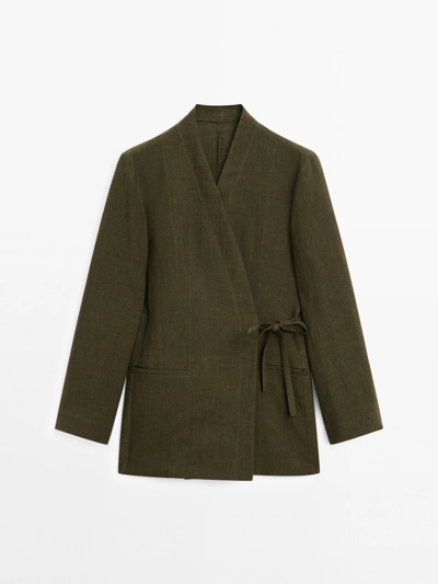 Massimo Dutti Льняной халат купить с доставкой.