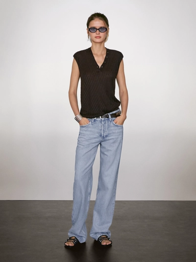 Massimo Dutti Топ из тонкого вязаного льна 100% купить с доставкой.