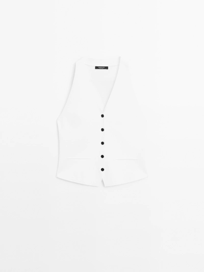 Massimo Dutti Жилет из трикотажа с контрастными пуговицами