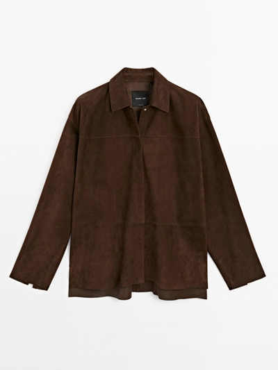 Massimo Dutti Замшевая кожаная рубашка купить с доставкой.