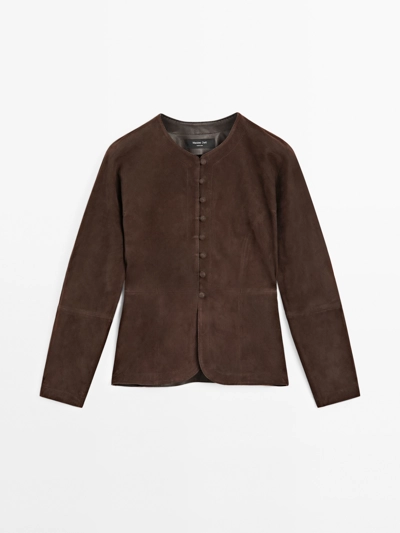 Massimo Dutti Короткая рубашка из замши купить с доставкой.