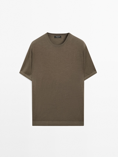 Massimo Dutti Вязаная футболка из шерстяной смеси с коротким рукавом