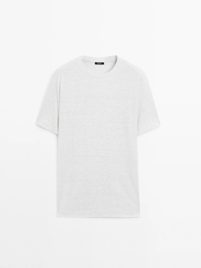 Massimo Dutti Футболка из льна с контрастным трикотажем