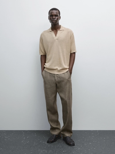 Massimo Dutti Поло с V-образным вырезом из трикотажа