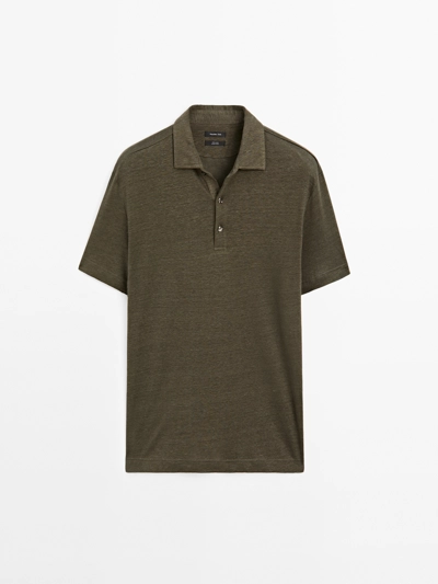 Massimo Dutti Поло с короткими рукавами из 100% льна купить с доставкой.