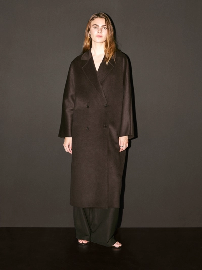 Massimo Dutti Длинное шерстяное пальто с перекрестным дизайном купить с доставкой.
