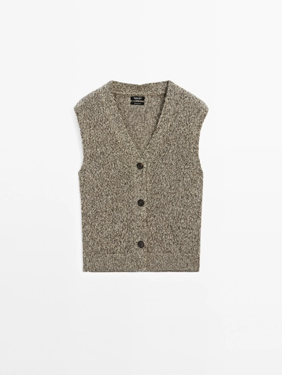 Massimo Dutti Трикотажный жилет с высоким воротником MOULINé