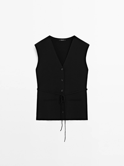 Massimo Dutti Жилет с V-образным вырезом из трикотажа купить с доставкой.