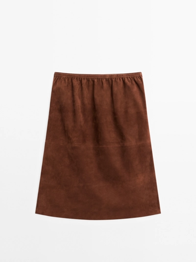 Massimo Dutti Юбка из замши прямого кроя купить с доставкой.