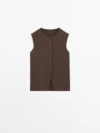 Massimo Dutti Жилет с посадкой на фигуру из вязаного полотна с пуговицами купить с доставкой.