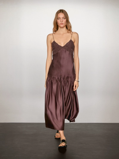Massimo Dutti Платье миди с атласными бретелями купить с доставкой.