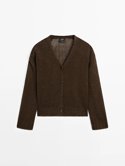 Massimo Dutti Кардиган из льна с пуговицами