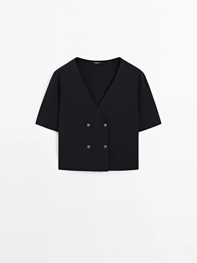 Massimo Dutti Кардиган с короткими рукавами и V-образным вырезом
