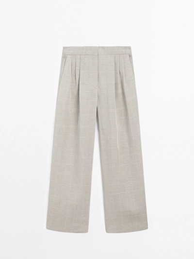 Massimo Dutti Брюки из льняной смеси в клетку купить с доставкой.