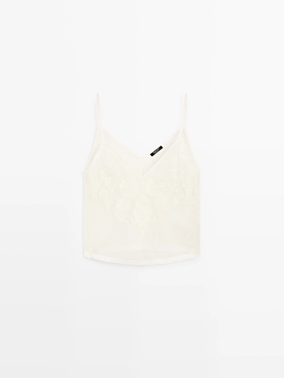 Massimo Dutti Топ с короткими бретелями и деталями вышивки