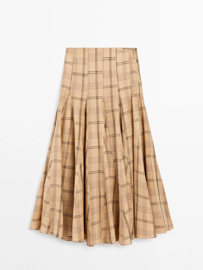 Massimo Dutti Юбка миди со вставками и клетчатым узором - STUDIO
