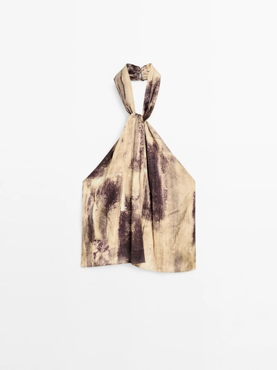 Massimo Dutti Топ из атласной ткани с принтом