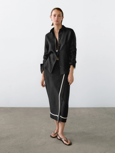 Massimo Dutti Юбка-миди с контрастной вышивкой