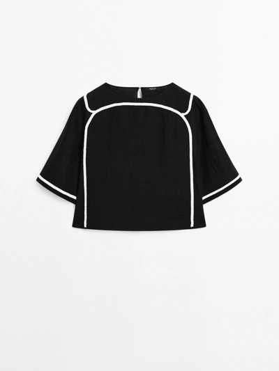 Massimo Dutti Блузка с контрастной вышивкой купить с доставкой.