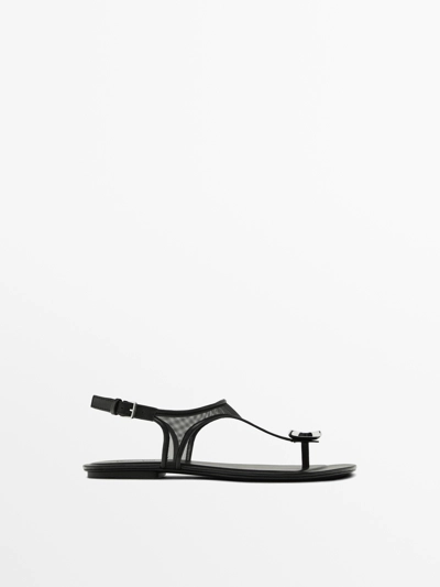 Massimo Dutti Сандалии из сетки с деталями из страз