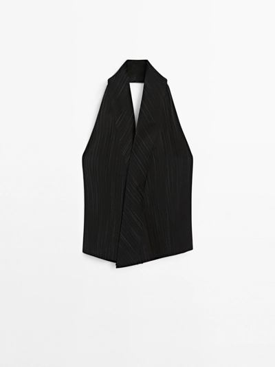 Massimo Dutti Топ с галстуком на шее и полосатым узором
