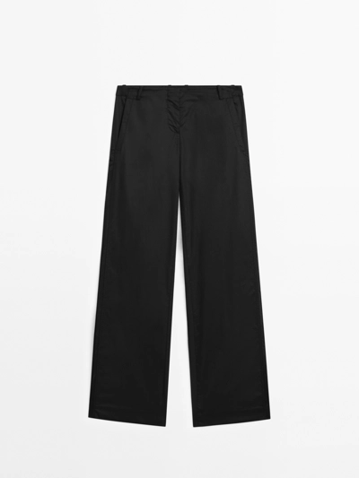 Massimo Dutti 100% хлопковые брюки прямого кроя средней посадки